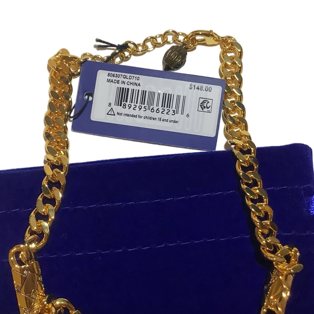 Kurt Geiger London Crystal Quilted Chain Collar Necklace New - Picture 5 of 6